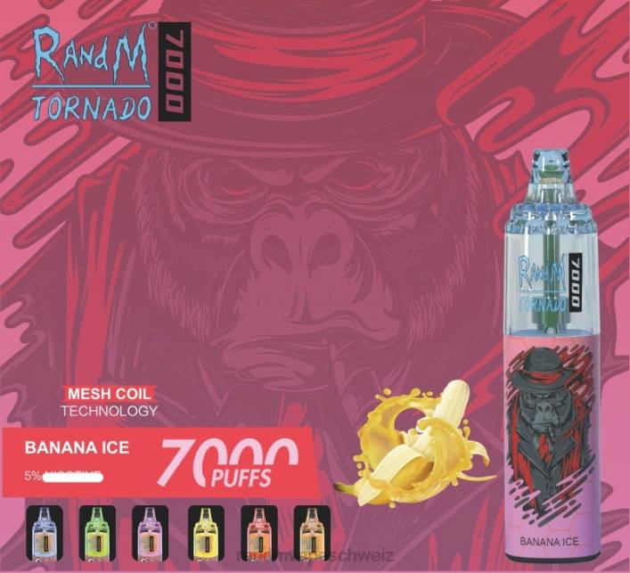 RandM Tornado Schweiz | RandM Tornado 00P2173 7000 Airflow Control Vape-Gerät 1St Traubeneis